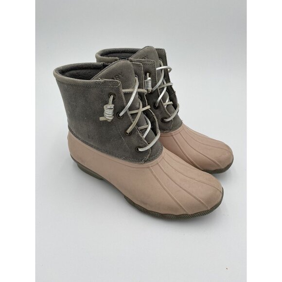 Sperry Shoes - Women's Sperry Duck Boots STS85324 8.5 Grey LIght Pink Waterproof Rubber Suede